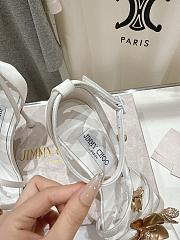 Jimmy Choo Zea 95 White Satin Sandals with Metal Flowers - 3