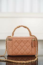 Chanel Long Vanity With Chain Grained Shiny Calfskin & Gold-Tone Metal Brown - 19.5x12x6.5cm - 6