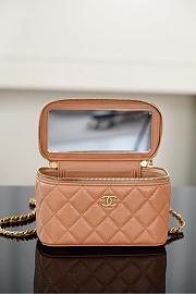 Chanel Long Vanity With Chain Grained Shiny Calfskin & Gold-Tone Metal Brown - 19.5x12x6.5cm - 5