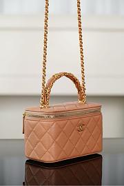 Chanel Long Vanity With Chain Grained Shiny Calfskin & Gold-Tone Metal Brown - 19.5x12x6.5cm - 4