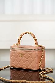 Chanel Long Vanity With Chain Grained Shiny Calfskin & Gold-Tone Metal Brown - 19.5x12x6.5cm - 3