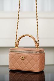 Chanel Long Vanity With Chain Grained Shiny Calfskin & Gold-Tone Metal Brown - 19.5x12x6.5cm - 2