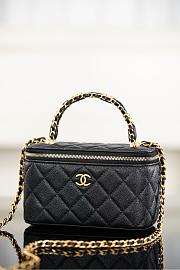 Chanel Long Vanity With Chain Grained Shiny Calfskin & Gold-Tone Metal Black - 19.5x12x6.5cm - 3