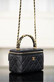 Chanel Long Vanity With Chain Grained Shiny Calfskin & Gold-Tone Metal Black - 19.5x12x6.5cm - 2