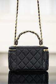Chanel Long Vanity With Chain Grained Shiny Calfskin & Gold-Tone Metal Black - 19.5x12x6.5cm - 5