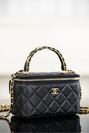 Chanel Long Vanity With Chain Grained Shiny Calfskin & Gold-Tone Metal Black - 19.5x12x6.5cm - 6