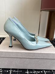 Jimmy Choo Belinda Pump 90 Light Blue Patent Leather Pump - 4