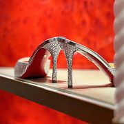 Christian Louboutin Me Dolly Strass 100mm Mules Suede and Strass Silver  - 2