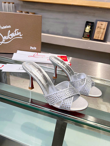 Christian Louboutin 85 Mariza Back Embellished Leather Mules 