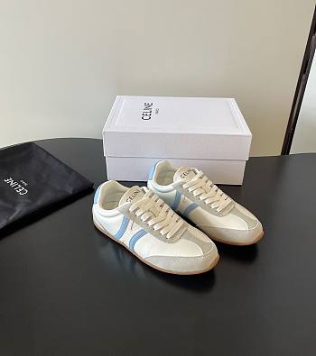 Celine Jogger Low Lace-up Sneaker In Calfskin and Suede Calfskin Blue Gray