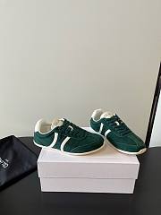 Celine Jogger Low Lace-Up Sneaker With Triomphe In Suede Calfskin And Calfskin Bottle Green - 3