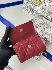 My Dior Glycine Wallet Powder Red Cannage Lambskin - 11x7.5x3cm - 6
