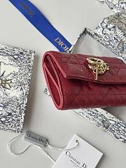 My Dior Glycine Wallet Powder Red Cannage Lambskin - 11x7.5x3cm - 5