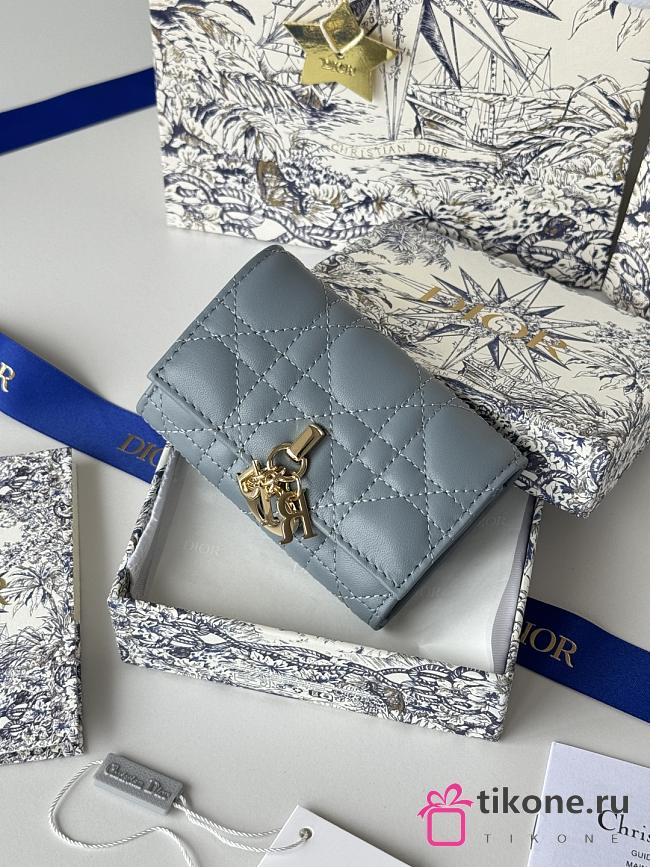 My Dior Glycine Wallet Powder Blue Cannage Lambskin - 11x7.5x3cm - 1