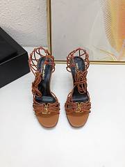 YSL Babylone Sandals In Smooth Leather Cigare Brown 9cm  - 1