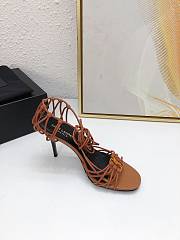 YSL Babylone Sandals In Smooth Leather Cigare Brown 9cm  - 2