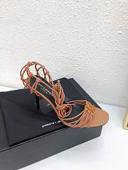 YSL Babylone Sandals In Smooth Leather Cigare Brown 9cm  - 4