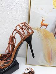 YSL Babylone Sandals In Smooth Leather Cigare Brown 9cm  - 6