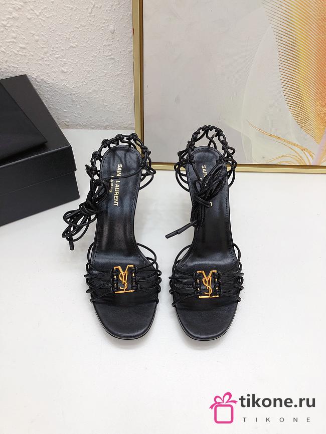 YSL Babylone Sandals In Smooth Leather Cigare Black 9cm - 1