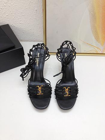 YSL Babylone Sandals In Smooth Leather Cigare Black 9cm