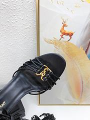 YSL Babylone Sandals In Smooth Leather Cigare Black 9cm - 3