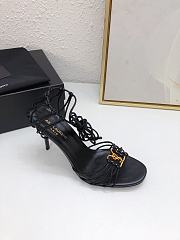 YSL Babylone Sandals In Smooth Leather Cigare Black 9cm - 2