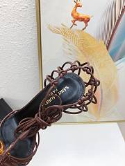 YSL Babylone Sandals In Smooth Leather Cigare Dark Brown 9cm - 6