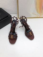 YSL Babylone Sandals In Smooth Leather Cigare Dark Brown 9cm - 4