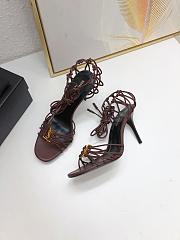 YSL Babylone Sandals In Smooth Leather Cigare Dark Brown 9cm - 3