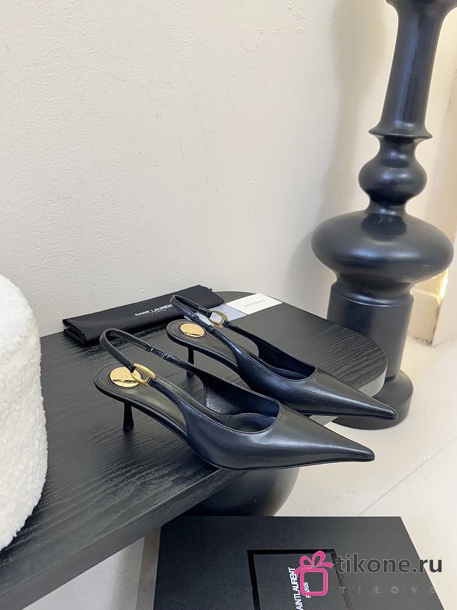 YSL Vendome Slingback Pumps In Smooth Leather Black 5cm - 1