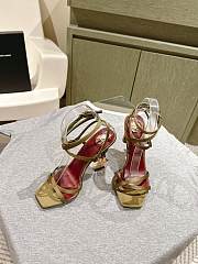 YSL Opyum Sandals In Satin Crepe Cuba Gold 11cm - 5