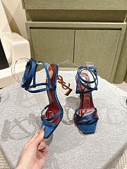 YSL Opyum Sandals In Satin Crepe Duck Blue 11cm - 5