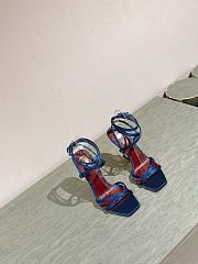 YSL Opyum Sandals In Satin Crepe Duck Blue 11cm - 4