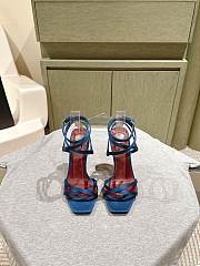 YSL Opyum Sandals In Satin Crepe Duck Blue 11cm - 3