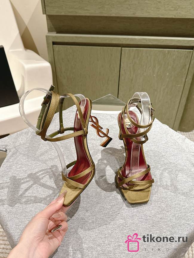 YSL Opyum Sandals In Satin Crepe Cuba Gold 11cm - 1