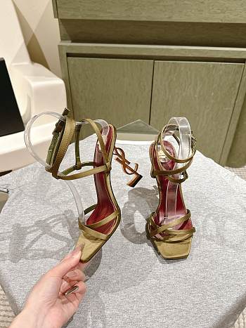 YSL Opyum Sandals In Satin Crepe Cuba Gold 11cm