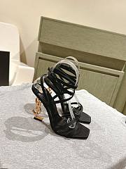 YSL Opyum Sandals In Satin Crepe Black Gold 11cm - 2