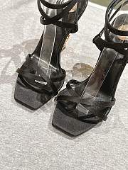 YSL Opyum Sandals In Satin Crepe Black Gold 11cm - 3