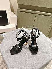 YSL Opyum Sandals In Satin Crepe Black Gold 11cm - 6