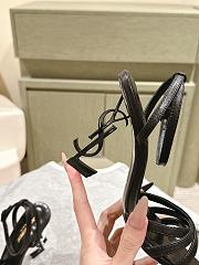 YSL Opyum Sandals In Satin Crepe Black 11cm - 4