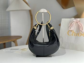 Chloe Small Bracelet Hobo Bag in Grained Leather Black - 32x14x10cm
