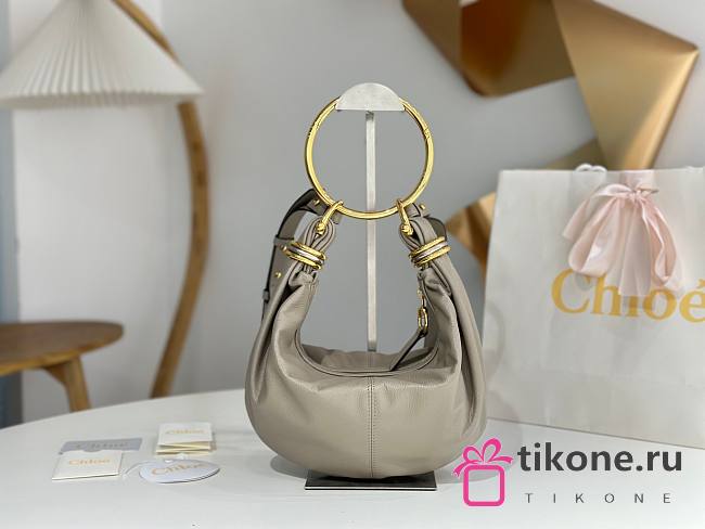 Chloe Small Bracelet Hobo Bag in Grained Leather Gray - 32x14x10cm - 1