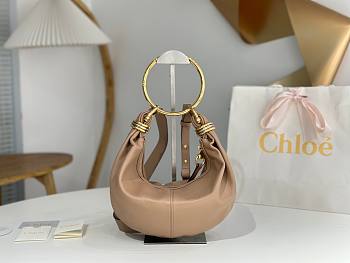 Chloe Small Bracelet Hobo Bag in Grained Leather Nude - 32x14x10cm