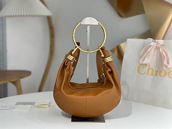 Chloe Small Bracelet Hobo Bag in Grained Leather Brown - 32x14x10cm