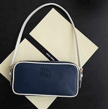 Miumiu Leather Pouch Blue/ White - 20x10x4.5cm