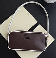 Miumiu Leather Pouch Brown/ White - 20x10x4.5cm - 1