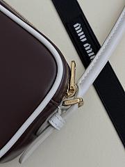 Miumiu Leather Pouch Brown/ White - 20x10x4.5cm - 4