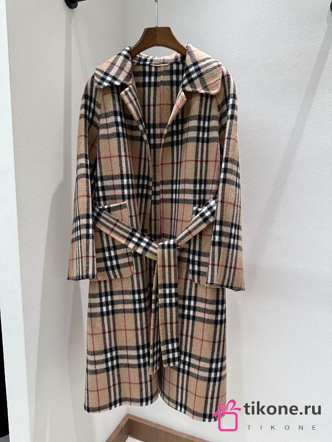 Burberry Check Wool Coat Sand - 1