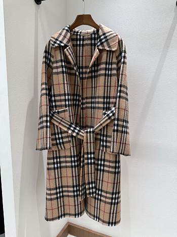 Burberry Check Wool Coat Sand