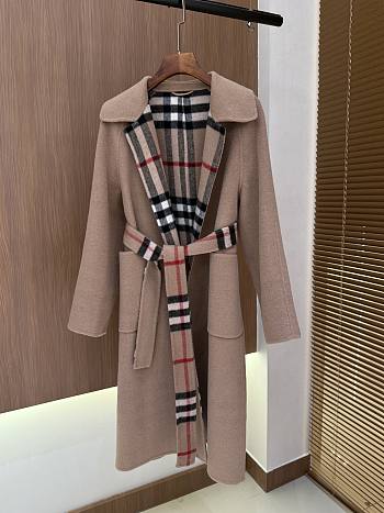 Burberry Check Wool Reversible Coat Sand